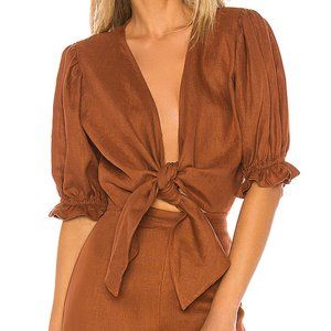 Faithfull the Brand Rust Brown Tie-Front Crop Top
